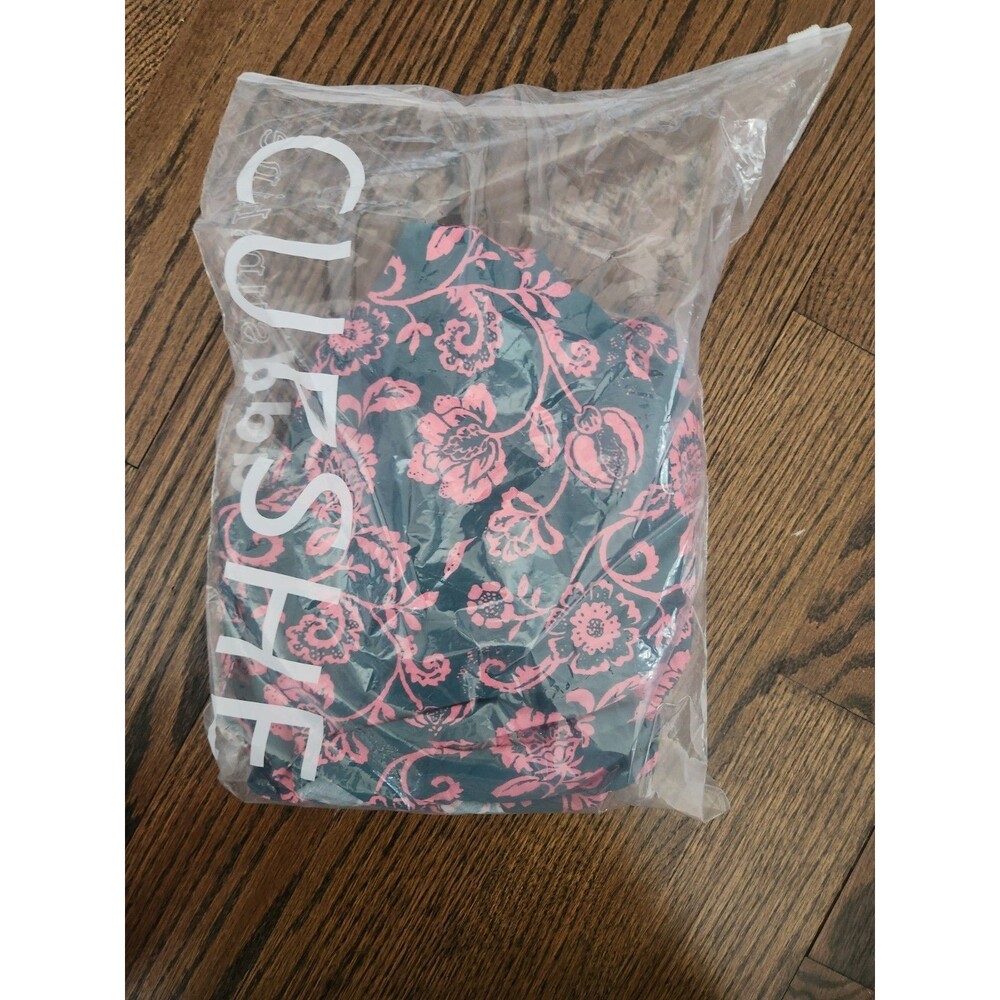 NWT CUPSHE Green Floral Mini Beach Dress Twisted V-Neck Cutout Cami Straps - XL - Picture 9 of 9